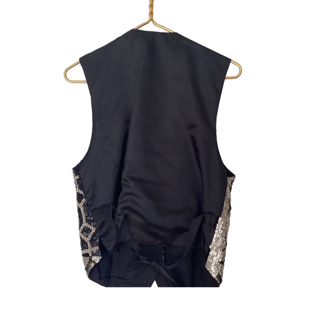 VINTAGE Theo 90’s Embellished Black and Silver Beaded Vest-Dazzling Beadwork! - Picture 3 of 15